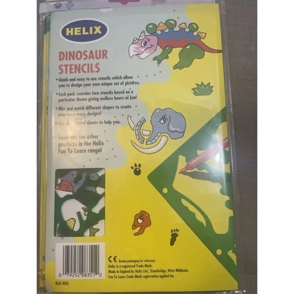 Vintage Helix stencils 4 Packs Dinosaurs, Monsters, Clothing, Cartoon Characters